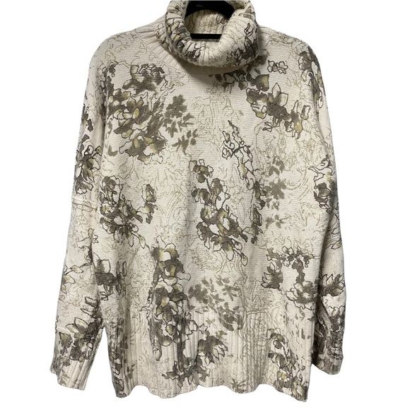 J. Jill Sweaters - J. Jill 2X Plus Size Long Floral Turtleneck Rabbit Hair Blend Sweater Soft 0065